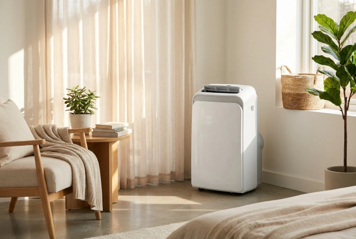 Ar-condicionado portátil com função de aquecimento em apartamento pequeno