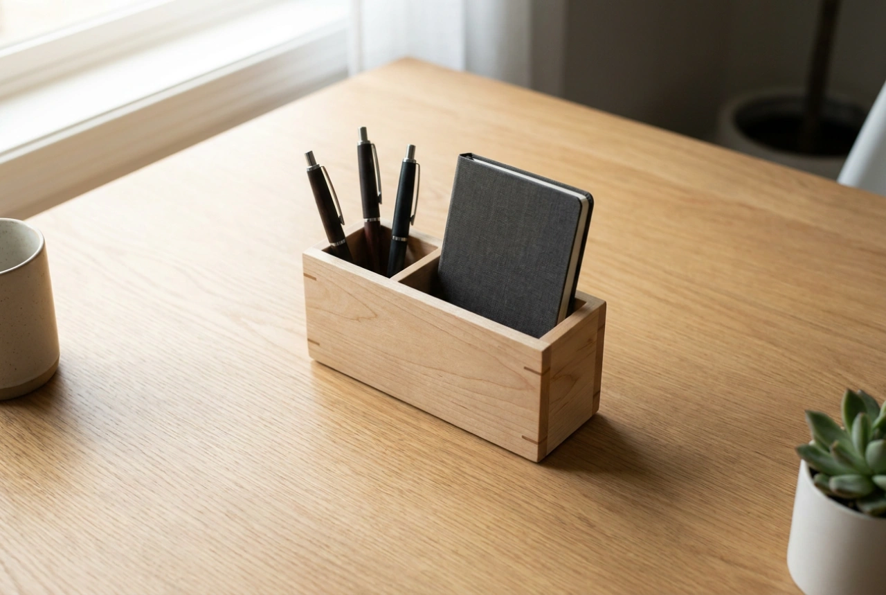 Como planejar um organizador de mesa grande sem acumular excessos