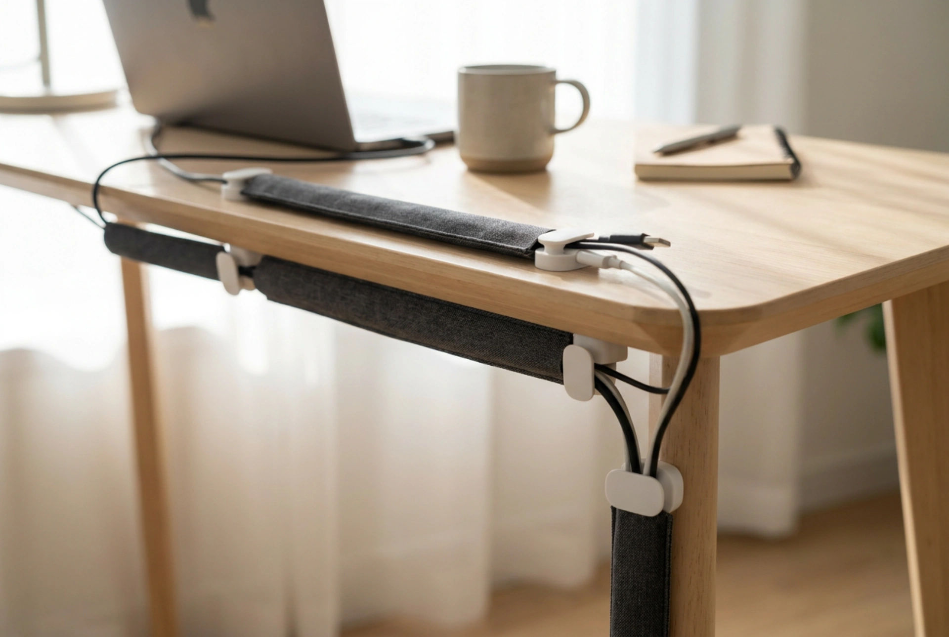 Método comprovado para organizar cabos sob a mesa com organizadores