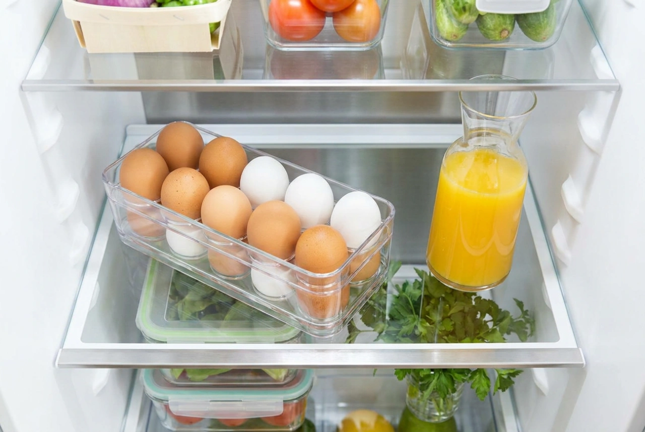 Como o organizador de ovos para geladeira organiza os mantimentos do café da manhã