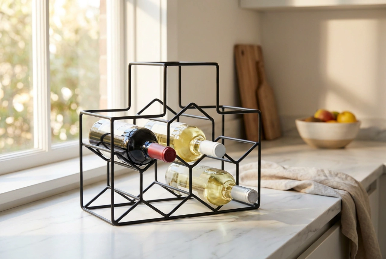 Suporte de metal para vinho no armazenamento seguro de garrafas