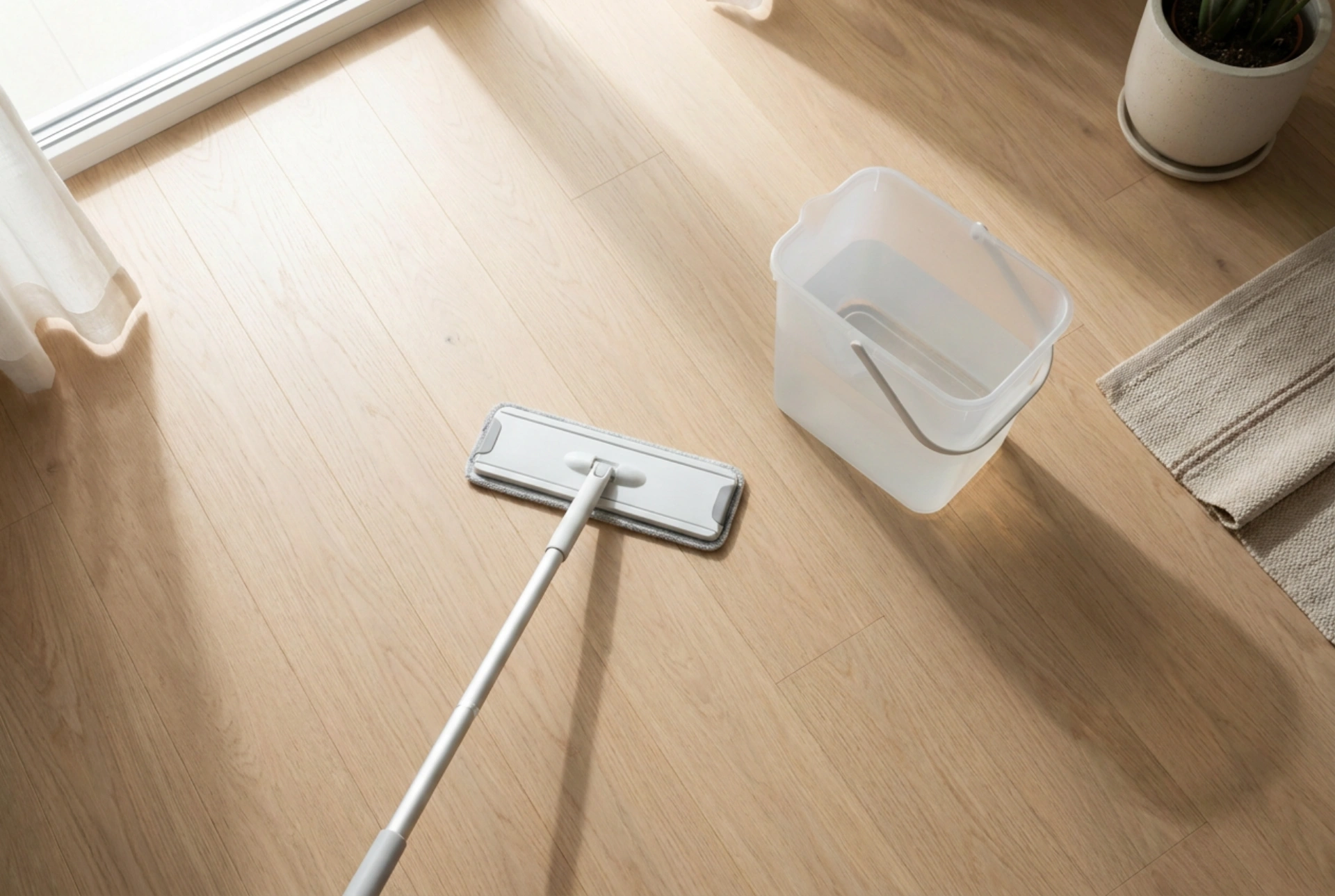 Como limpar pisos com mop pequeno e balde em apartamento compacto