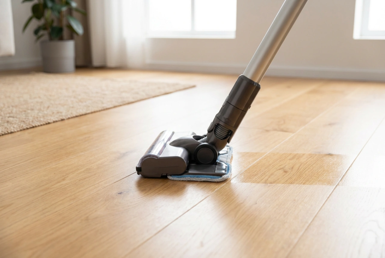Como usar um aspirador vertical com esfregão em pisos duros