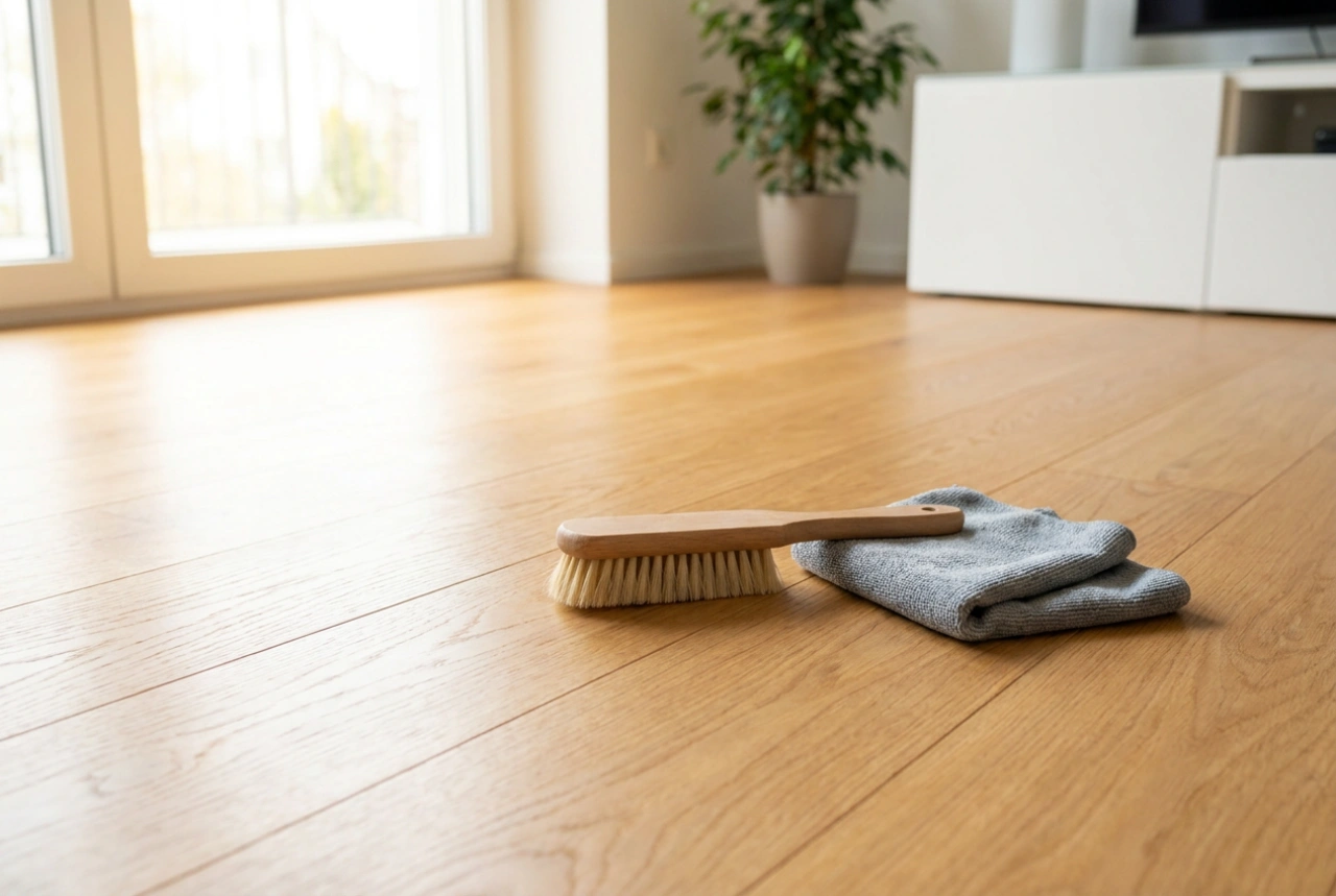 Sequência eficiente de limpeza com aspirador convencional e aspirador mop