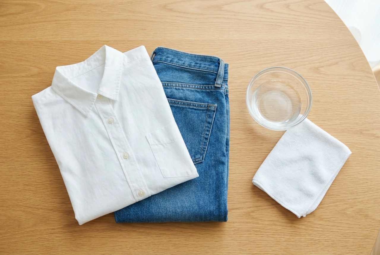 Penaos tennañ tachoù kreion-boul diwar ur roched, jeans ha tapiseri
