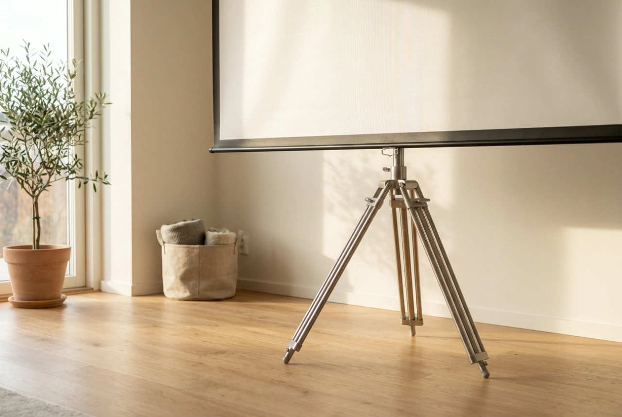 Como montar uma tela de projeção com tripé na sala de estar