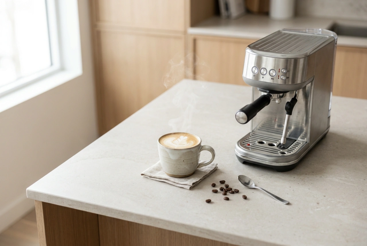 Naetaat ur mekanik kafe kapsulennoù gant ur skreunell laezh