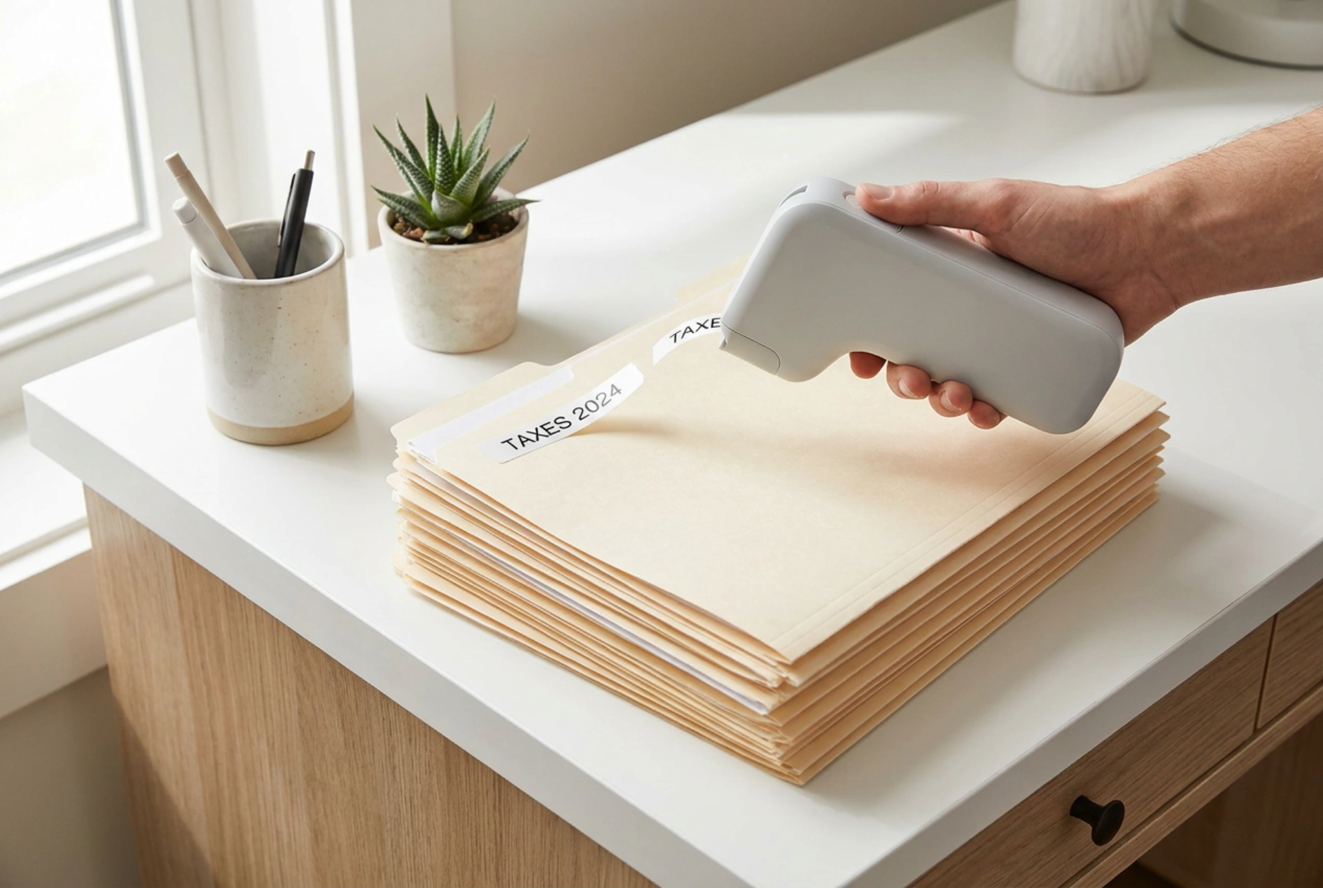 Como usar uma etiquetadora para organizar documentos domésticos