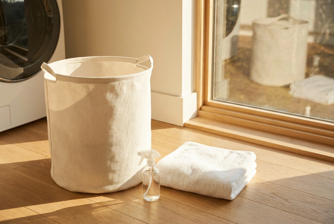 Cesto de plástico para roupas e regras rápidas para manter a higiene