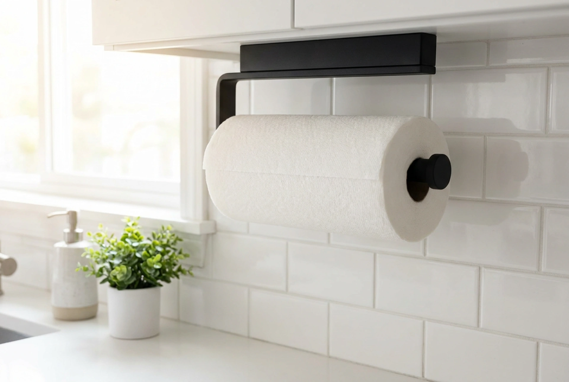 Suporte para toalha de papel em local prático e higiênico