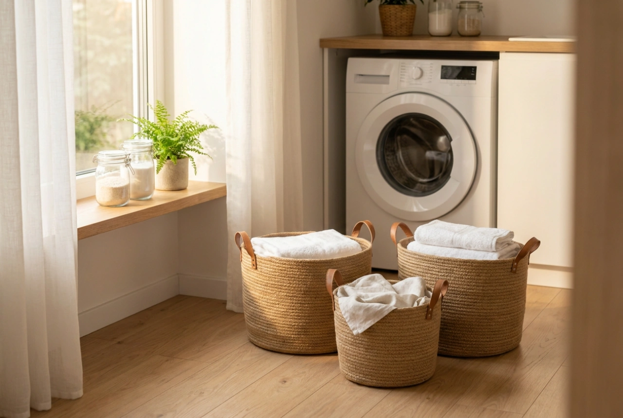Como distribuir os cestos de roupa suja em casa