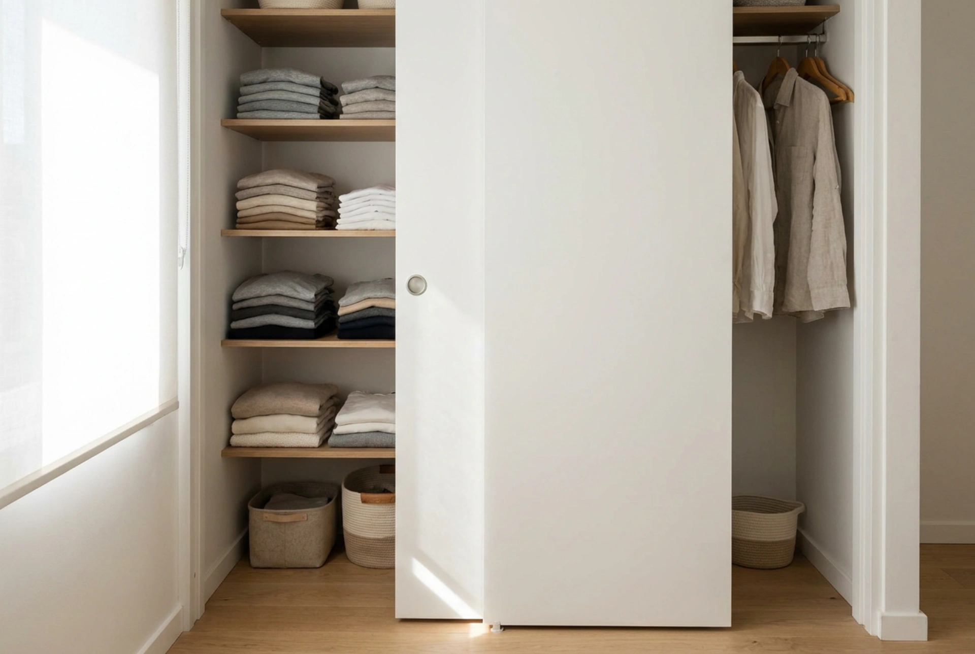 Guarda-roupa com portas de correr em quartos pequenos e regras de acesso confortável