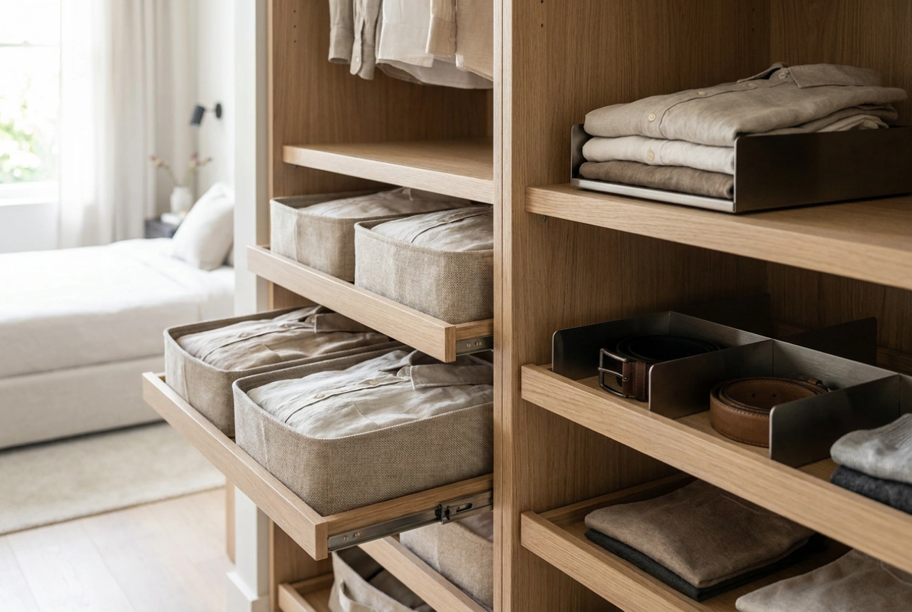 Como planejar o interior de um guarda-roupa sob medida para máxima funcionalidade