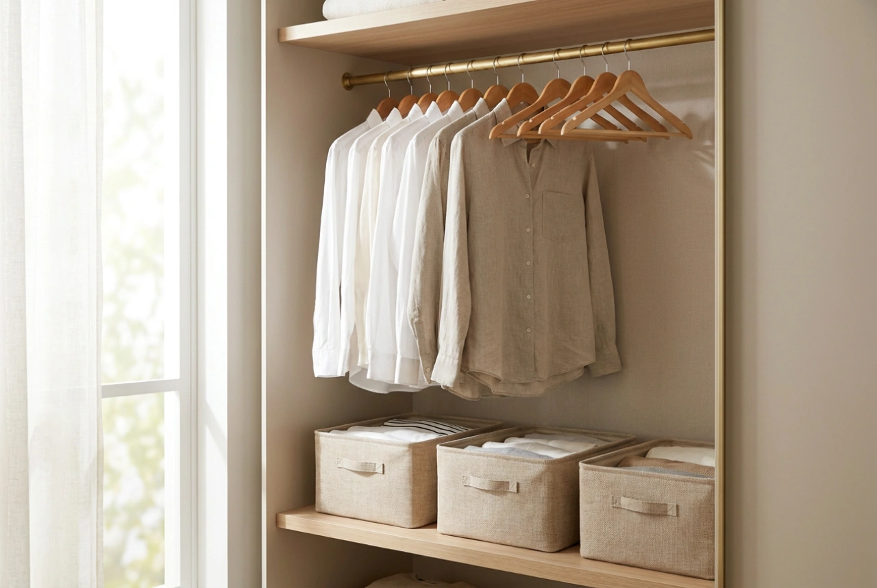 Como organizar um guarda-roupa de uma porta com cabideiro para o dia a dia