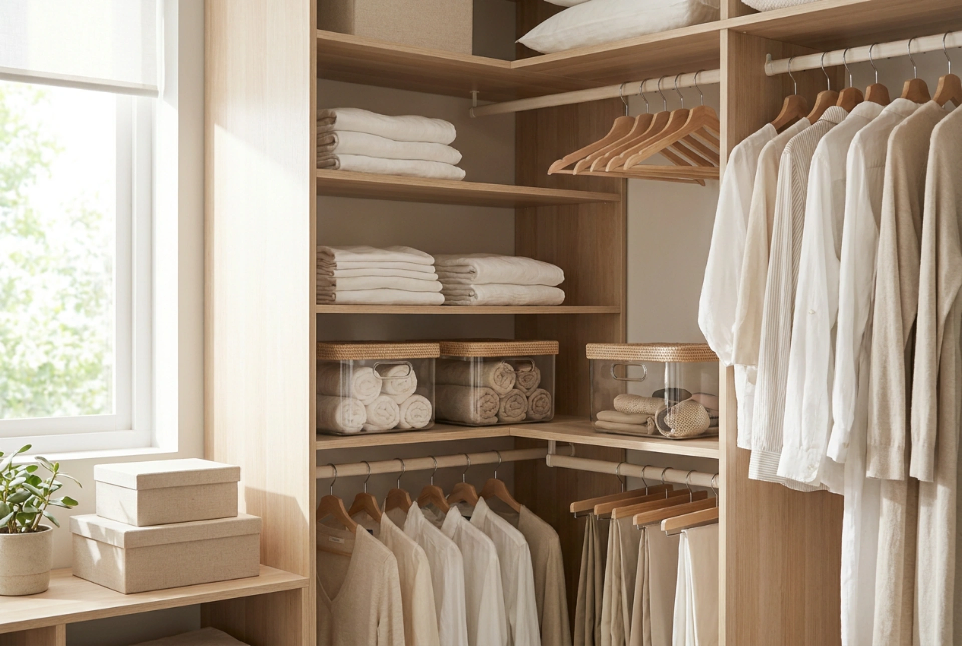 Como organizar um guarda-roupa de canto branco para não sobrecarregar o ambiente