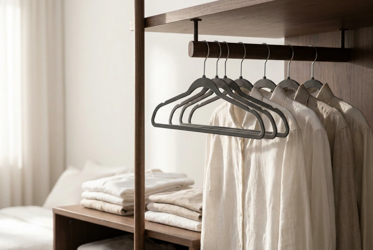 Como organizar muitas roupas em um guarda-roupa estreito sem amassar
