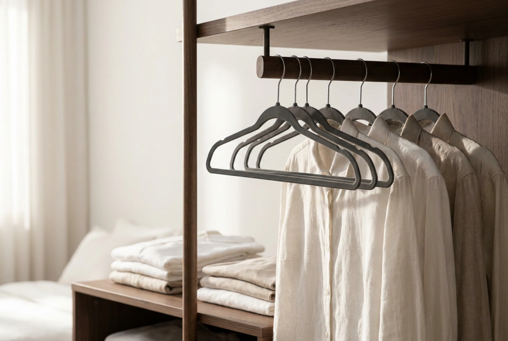 Como organizar muitas roupas em um guarda-roupa estreito sem amassar