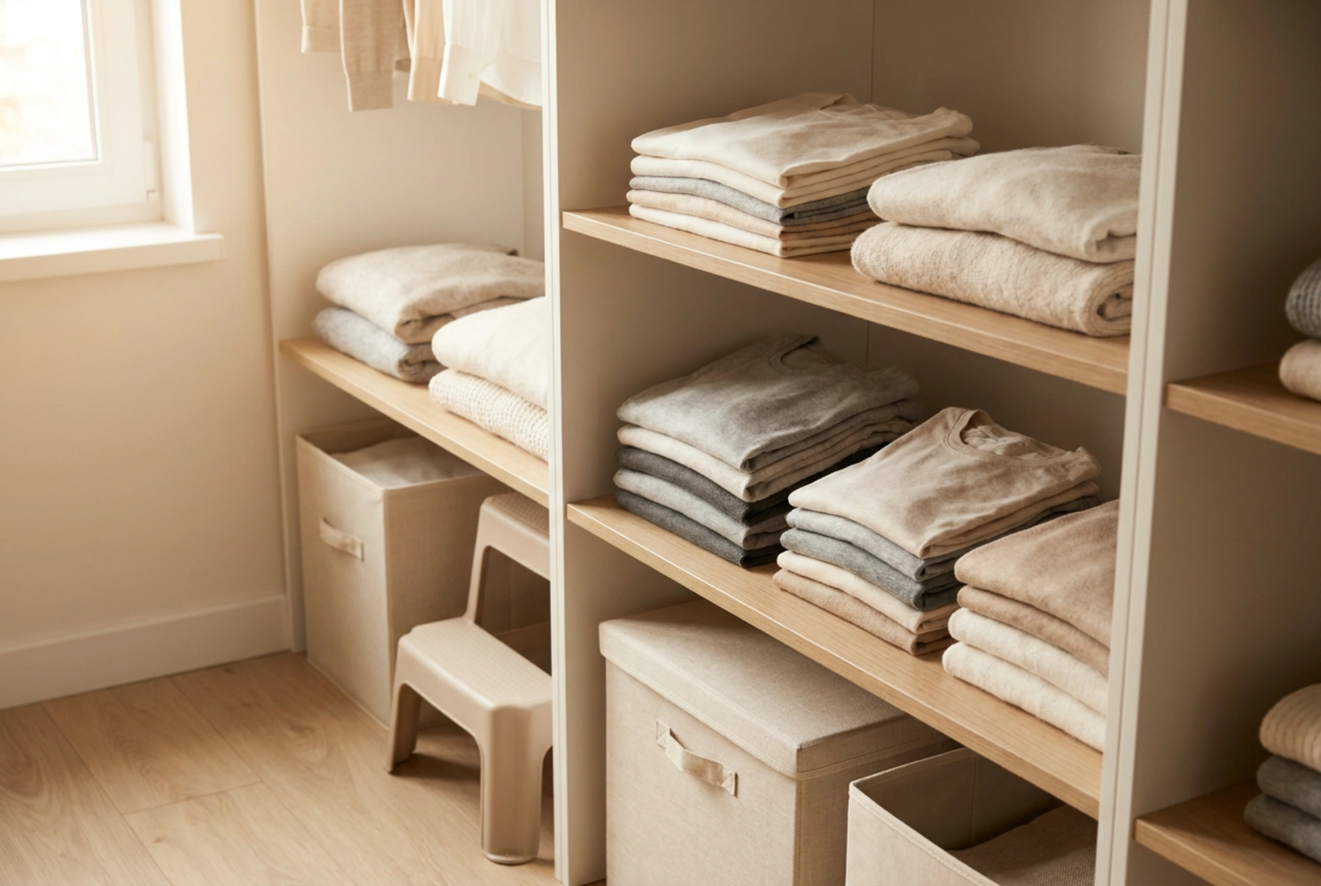 Guarda-roupa com prateleiras: a disposição ideal que facilita a dobra e organização