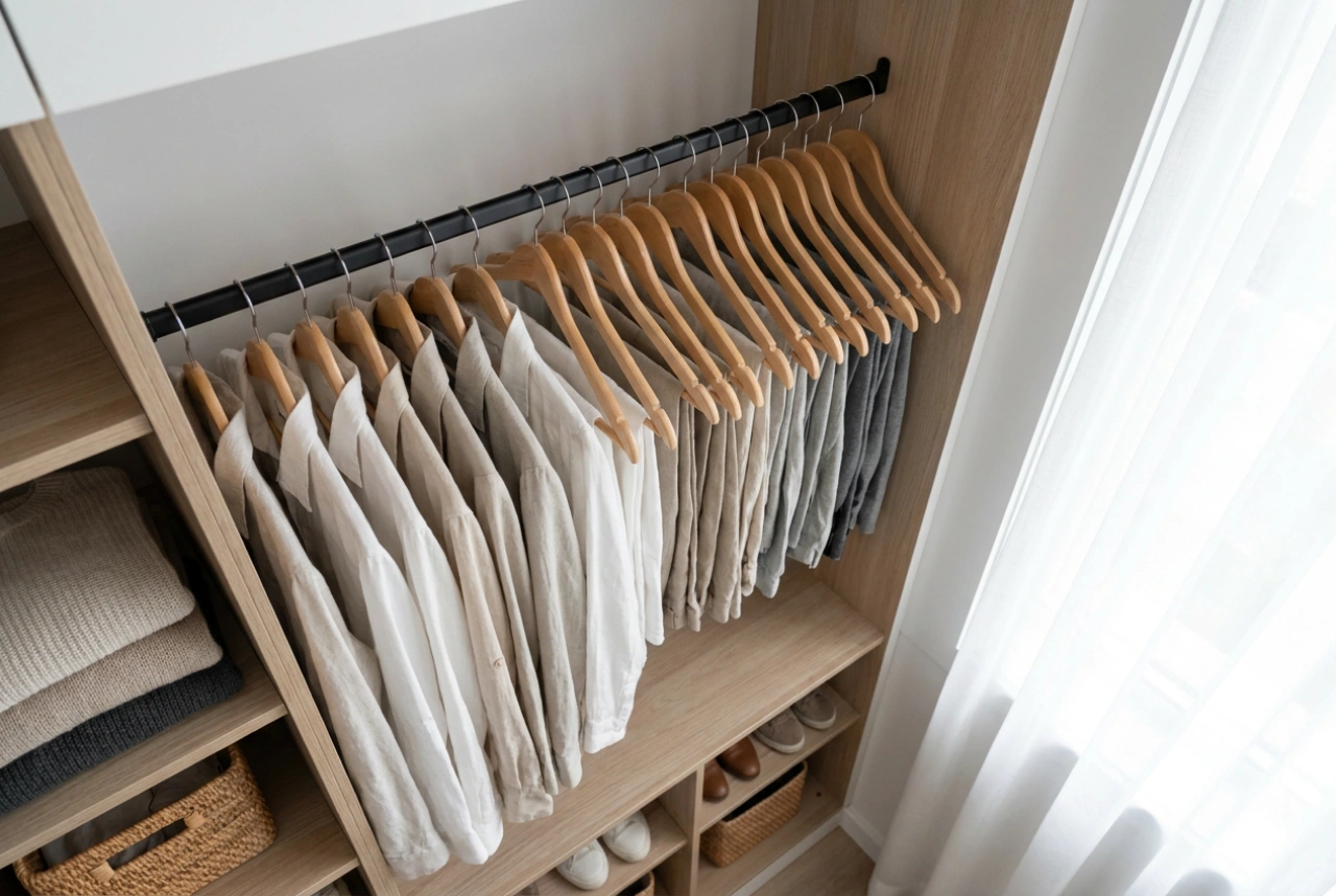 Qual é a profundidade mínima de um guarda-roupa para cabides?