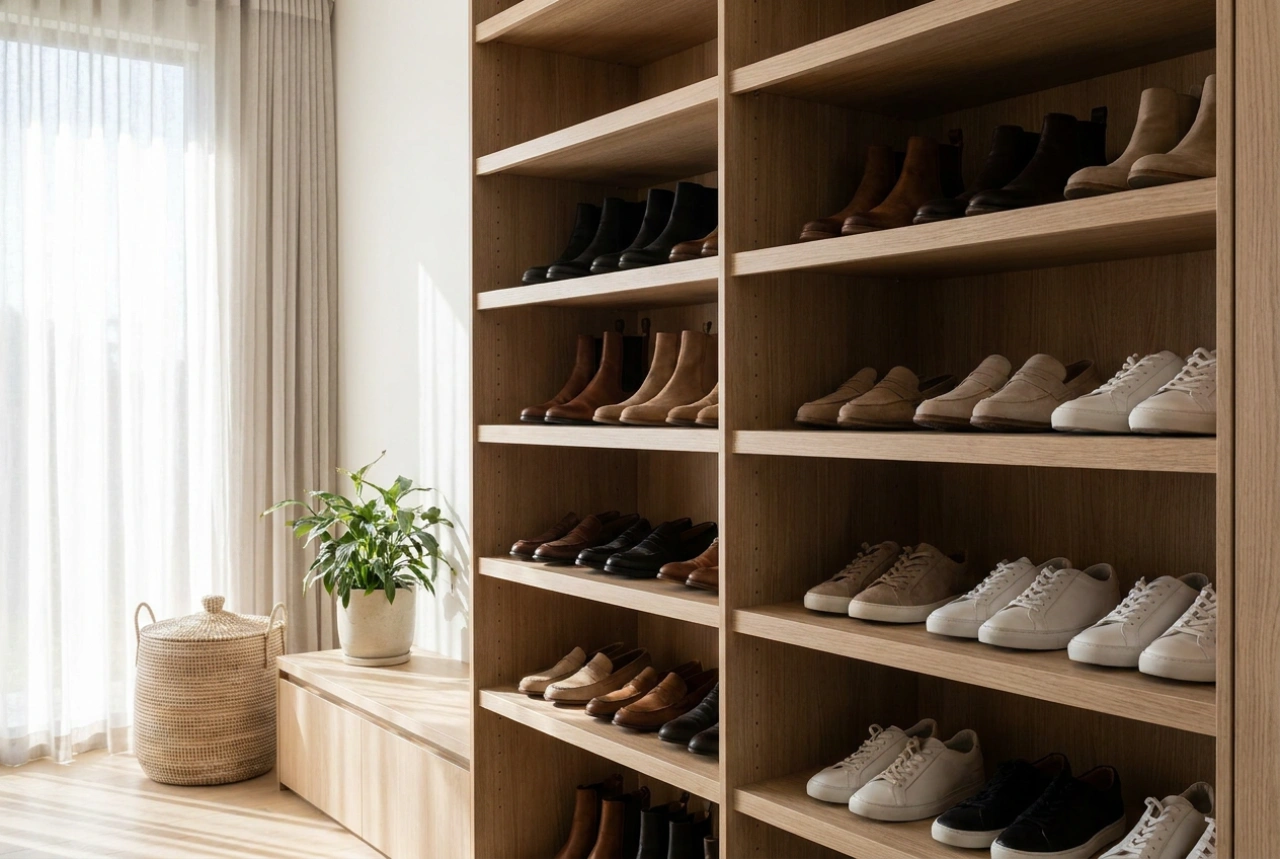 Sapateira para closet e as regras de armazenamento sazonal de calçados