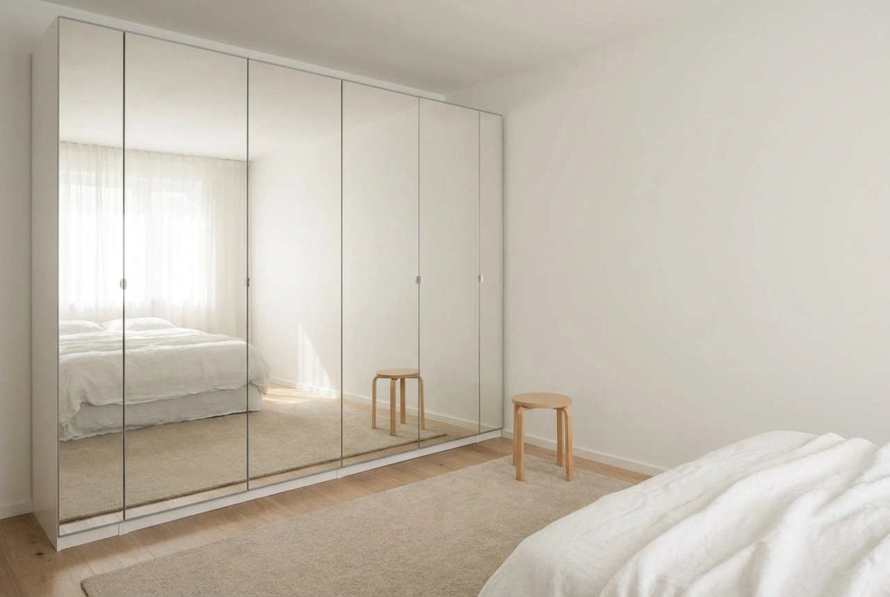 Como usar o guarda-roupa embutido com espelhos para ampliar visualmente o quarto