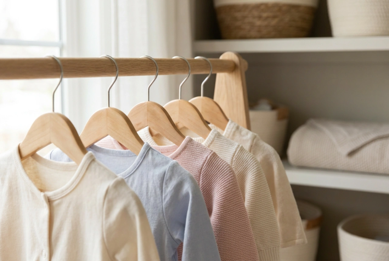 Como organizar roupas de bebê em cabides pequenos