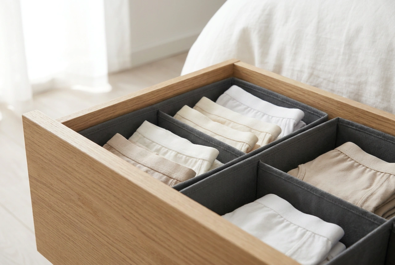 Como organizar a gaveta de roupas íntimas com divisórias e manter a ordem