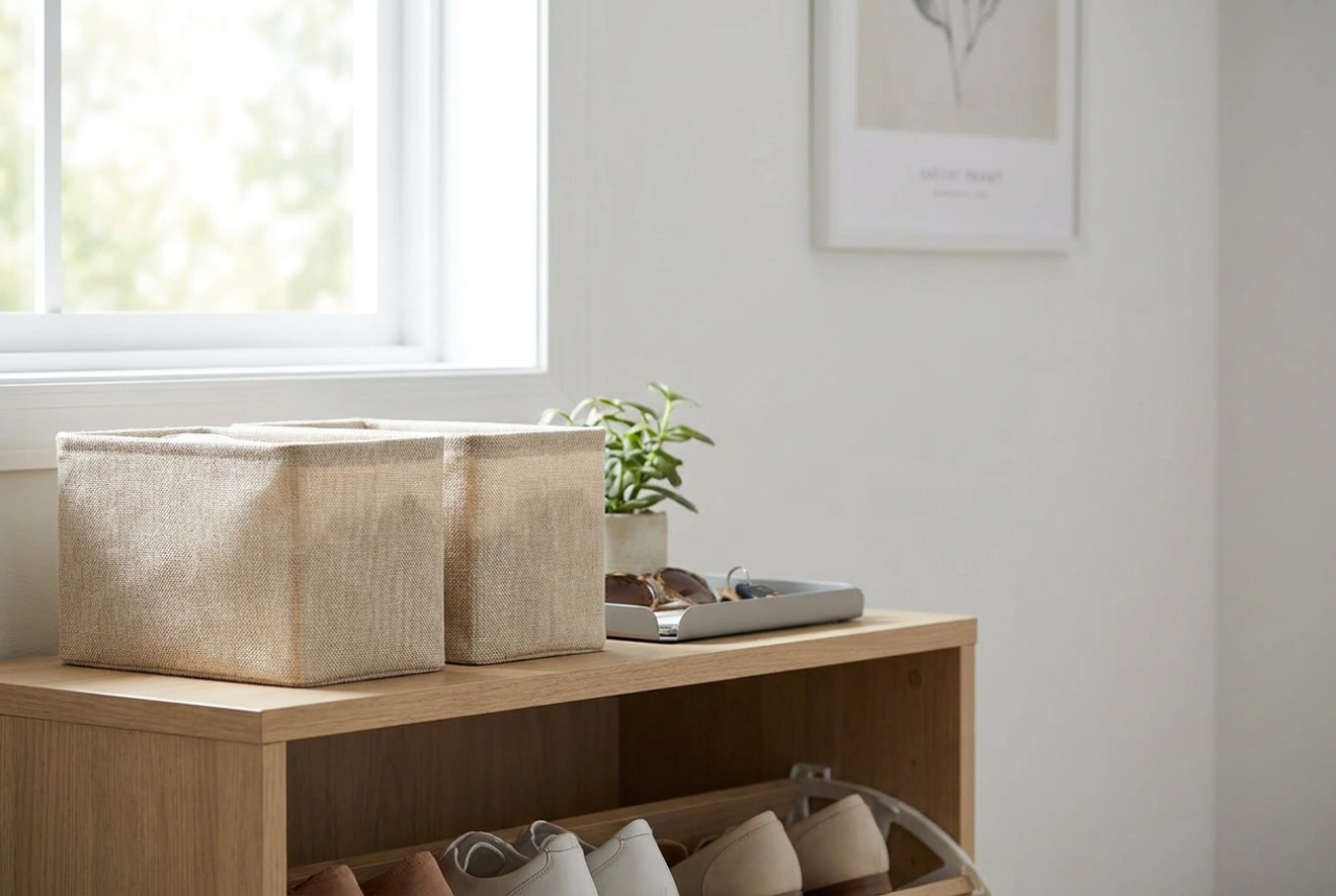 Como organizar a prateleira superior do armário de sapatos