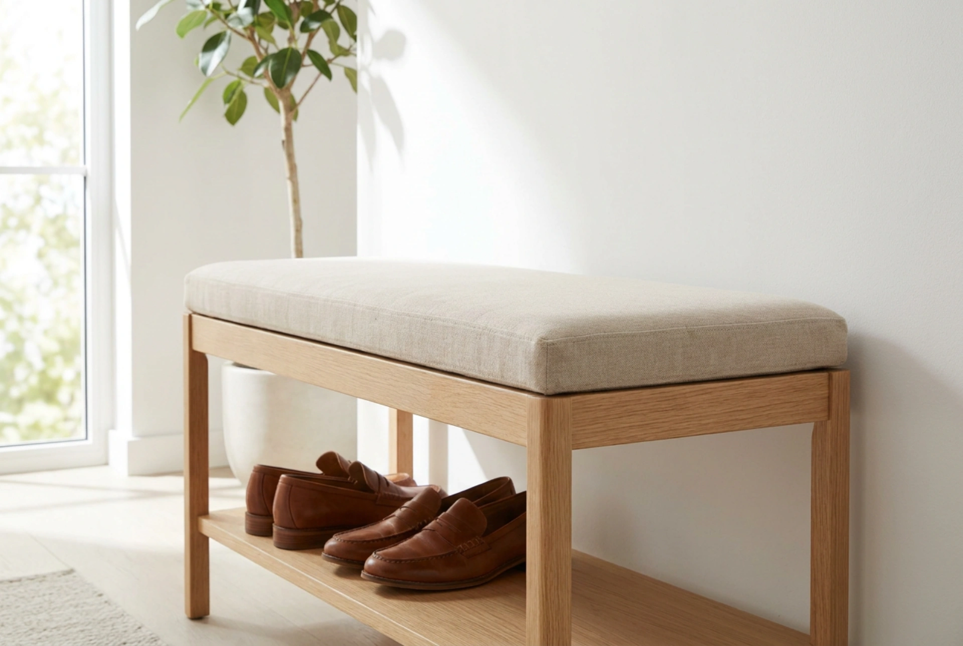 Sapateira com banco: ergonomia e organização no hall de entrada