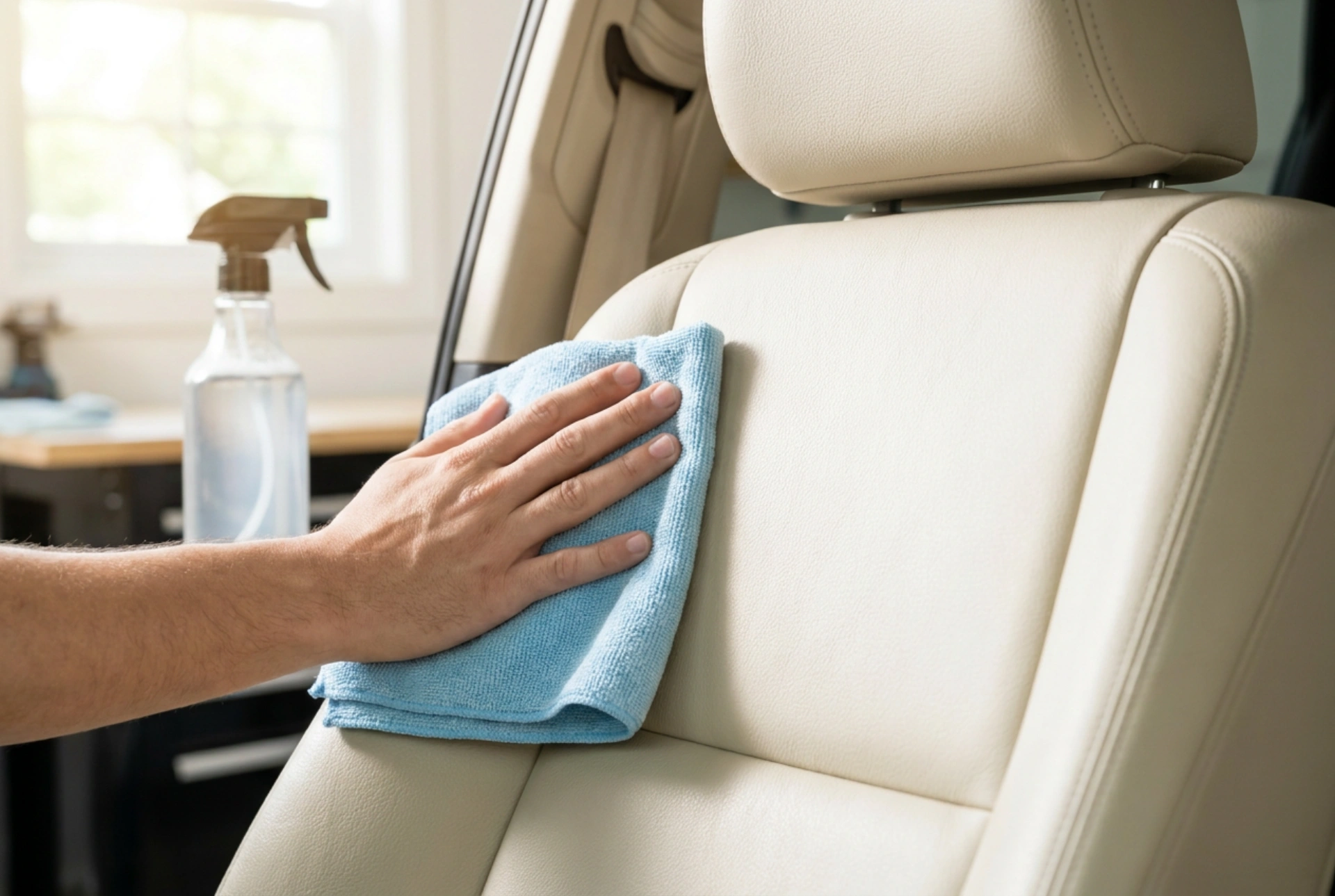 Como escolher o produto ideal para limpar estofados de couro claro em carros