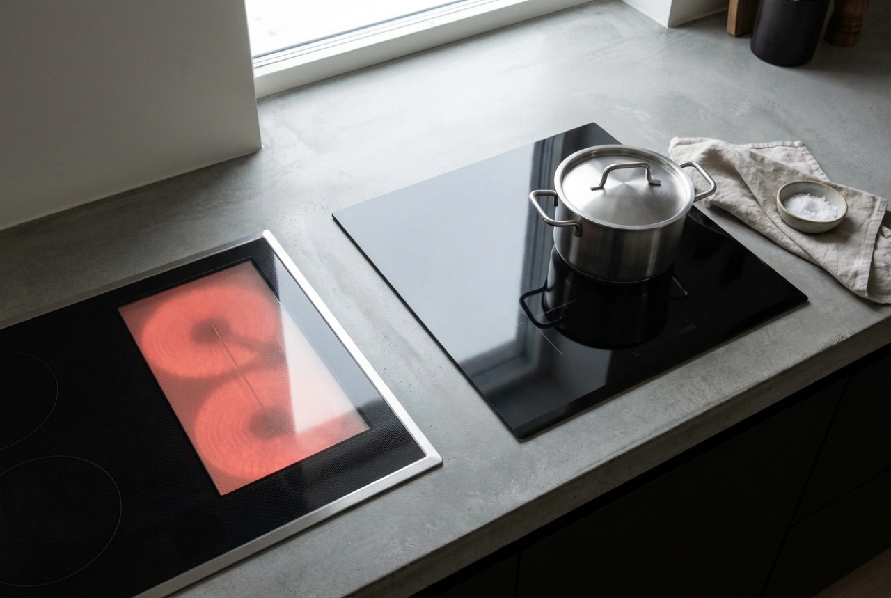 Diferenças práticas entre cooktop vitrocerâmico e de indução: física, eficiência e controle térmico
